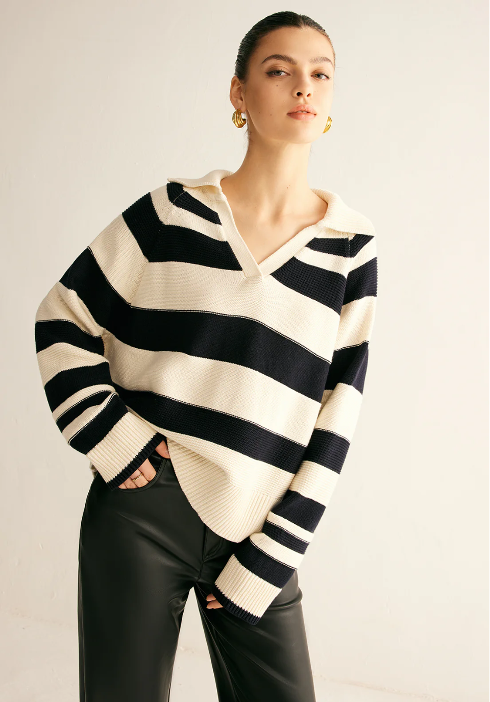 Striped Polo Sweater