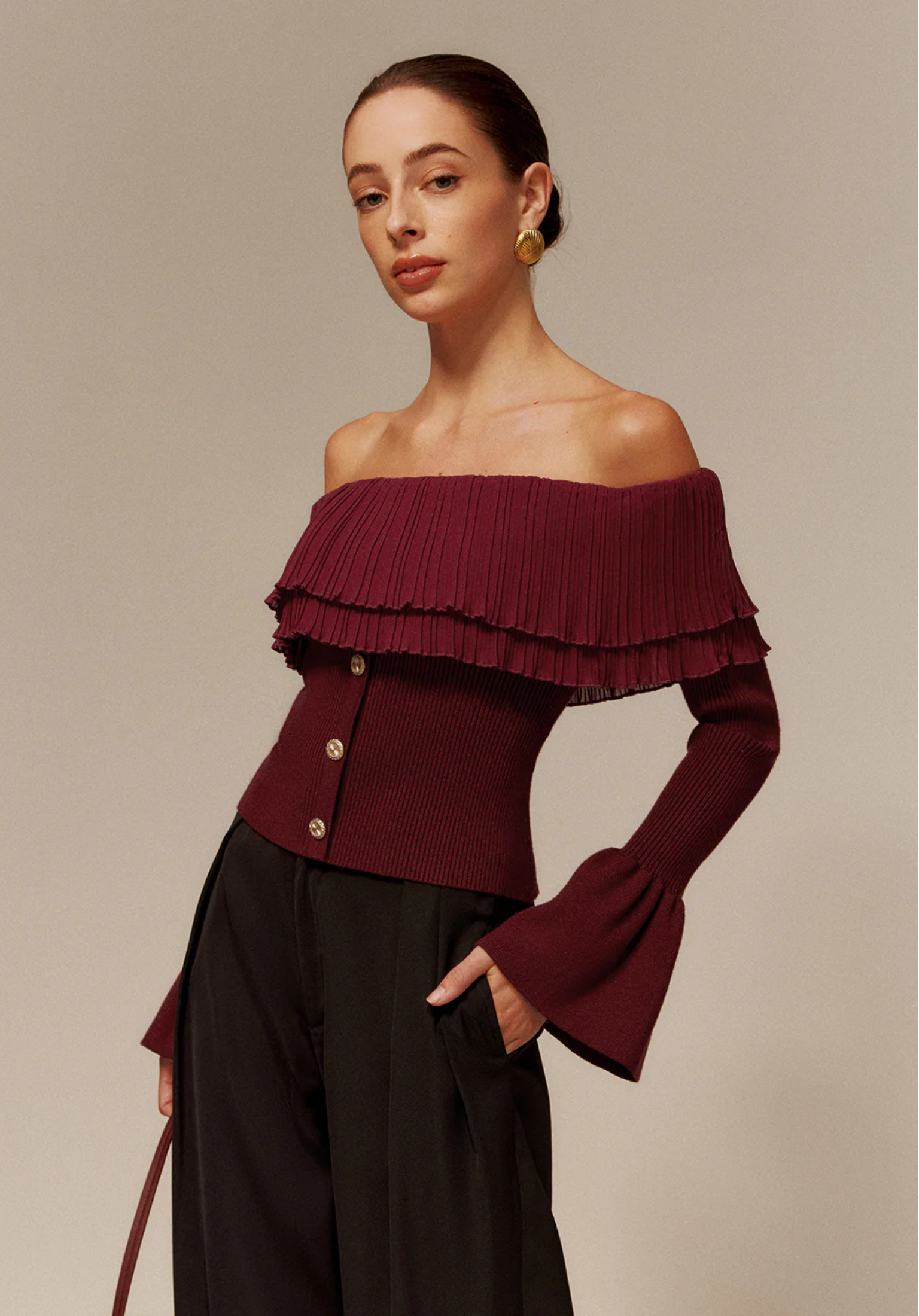 Off Shoulder Knit Top